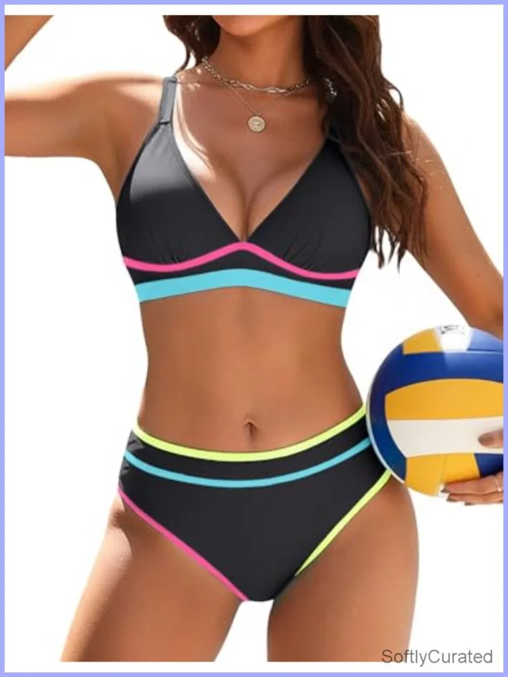 Women's Cheeky Bikini Set Crisscross Back Sporty Two Piece Swimsuit